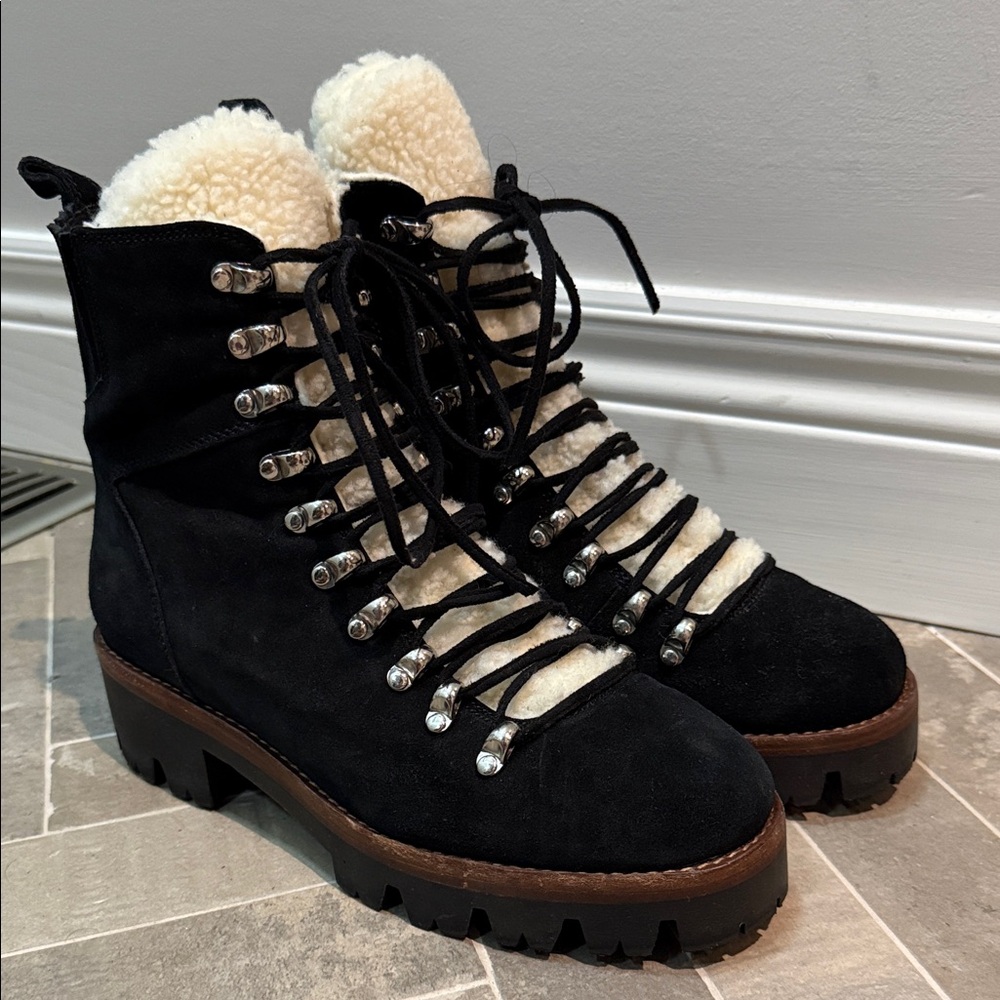 Jeffrey Campbell Black and Cream Winter Boots